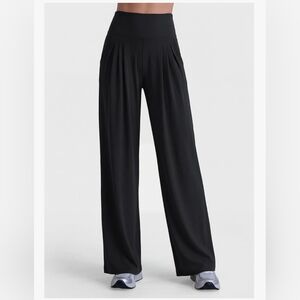 NWT Sunzel Women's black wide leg yoga lounge legging pants with pockets large